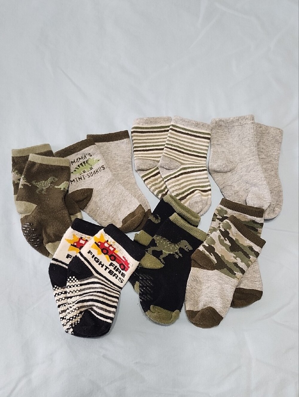 Dinosaur Bucket Hat, Benoxine Baby Burp Cloths, Clips & Assorted Socks - Picture 3 of 5